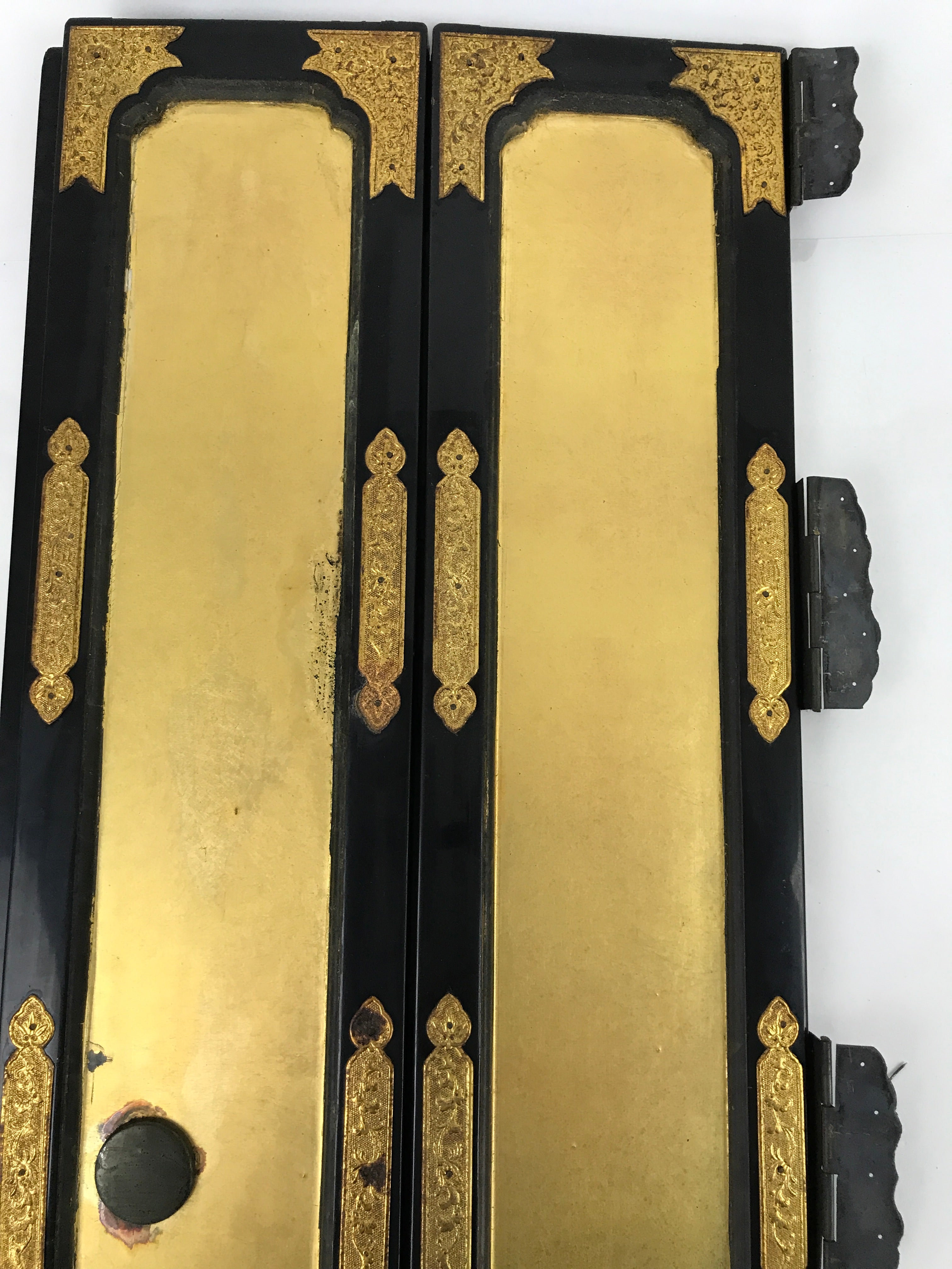 Japanese Buddhist Altar Part Outer Door Panel Vtg Gold Gilt Lacquered BA435