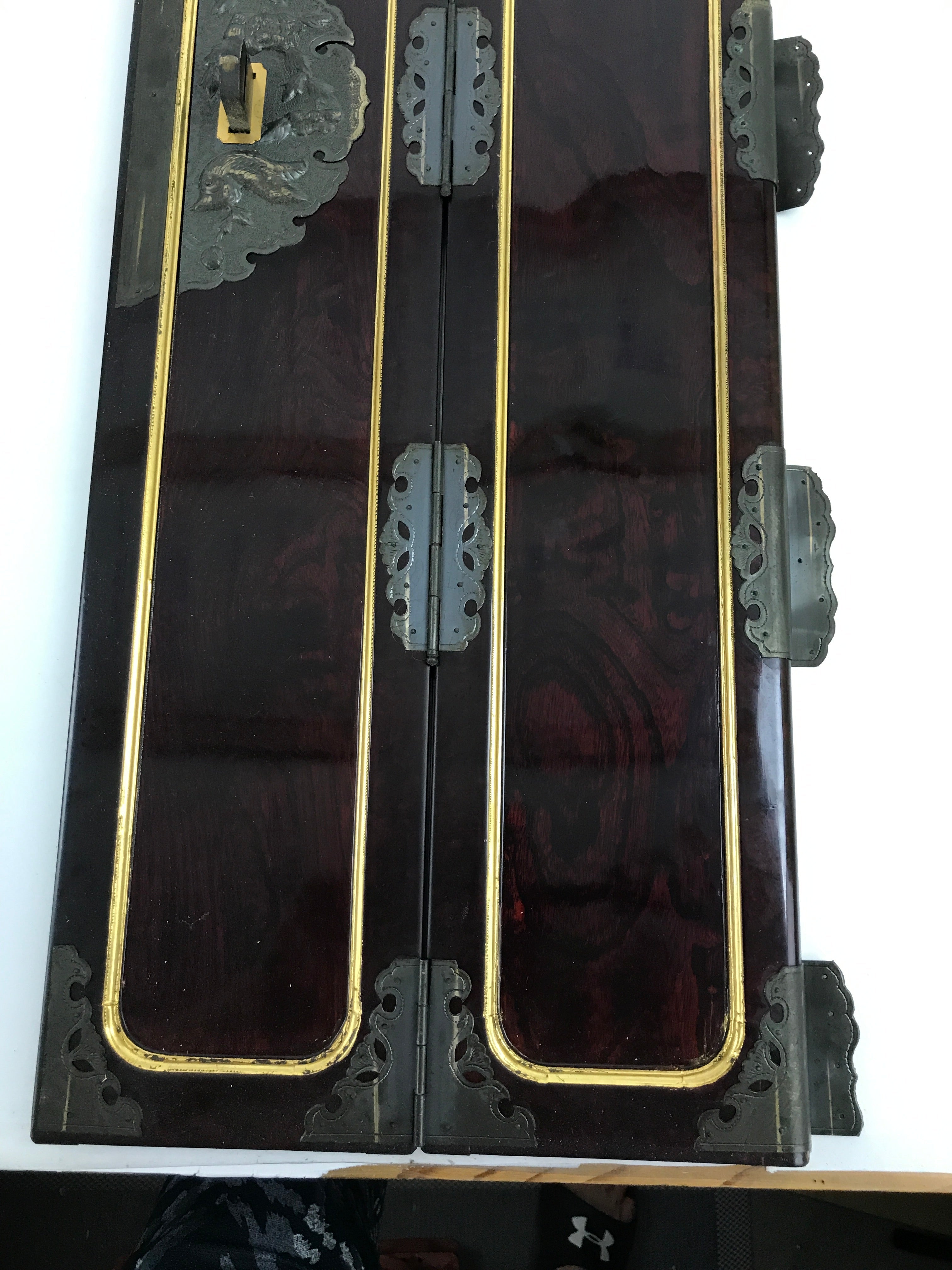 Japanese Buddhist Altar Part Outer Door Panel Vtg Gold Gilt Lacquered BA435