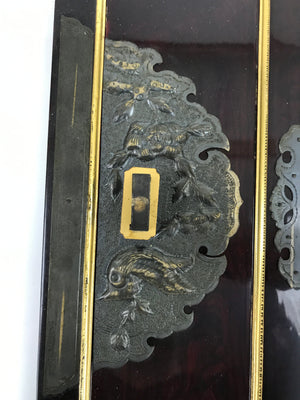 Japanese Buddhist Altar Part Outer Door Panel Vtg Gold Gilt Lacquered BA435