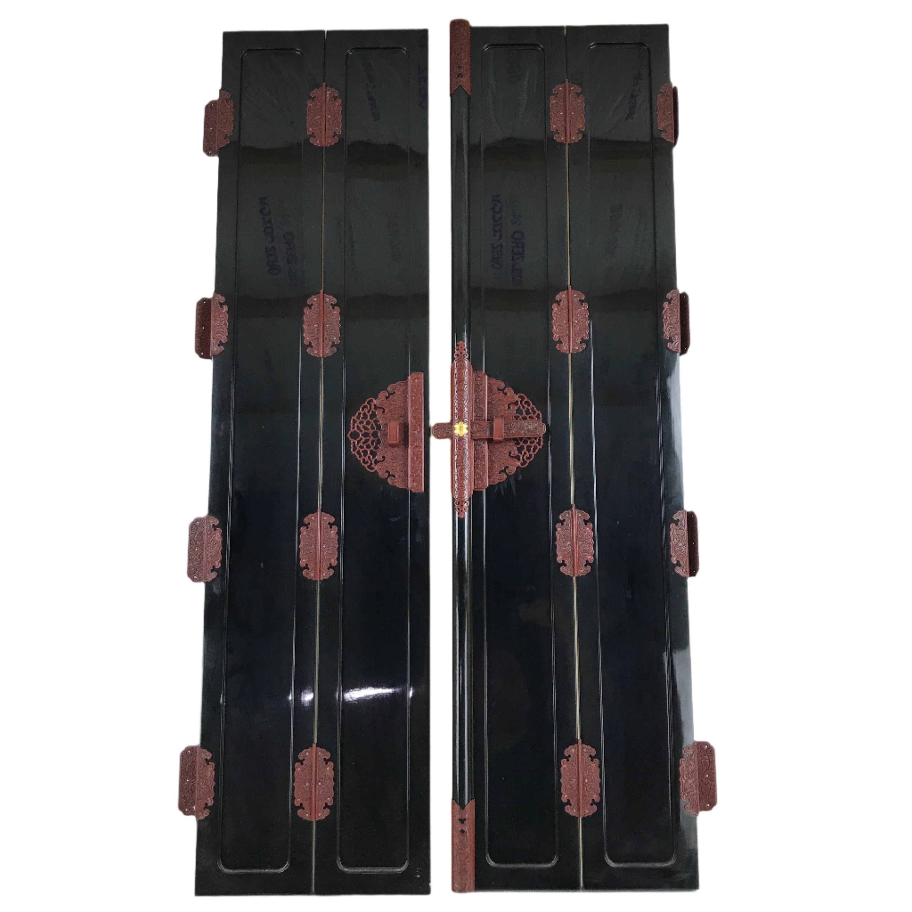 Japanese Buddhist Altar Part Outer Door Panel Vtg Lacquer Black Gold Red BA439