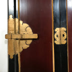 Japanese Buddhist Altar Part Outer Door Panel Vtg Lacquer Black Gold Red BA489