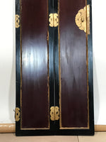 Japanese Buddhist Altar Part Outer Door Panel Vtg Lacquer Black Gold Red BA489