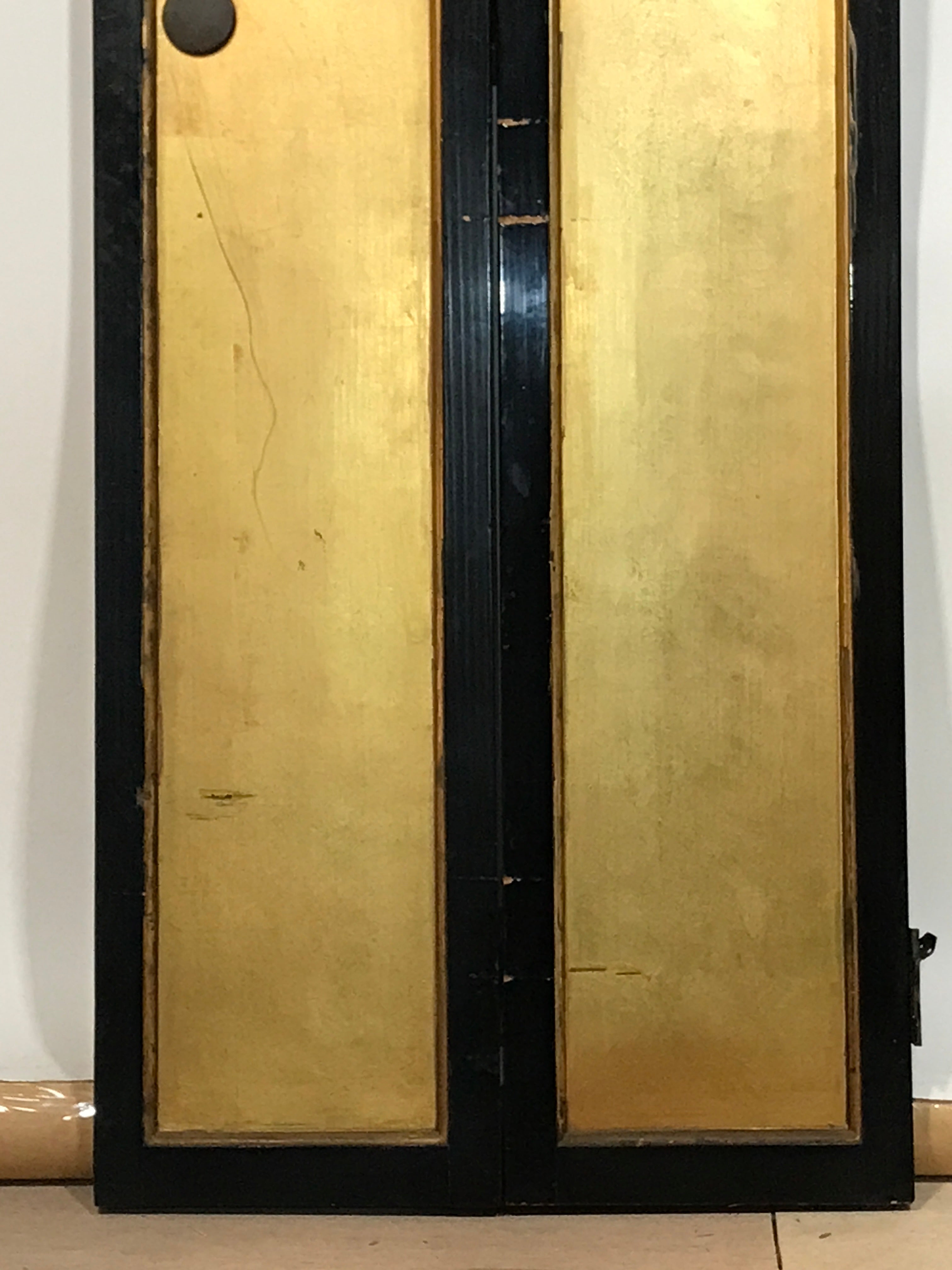 Japanese Buddhist Altar Part Outer Door Panel Vtg Lacquer Black Gold Red BA489