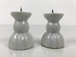 Japanese Buddhist Altar Porcelain Candle Stand 2pcs Shokudai Simple White BA827
