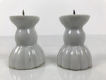 Japanese Buddhist Altar Porcelain Candle Stand 2pcs Shokudai Simple White BA827