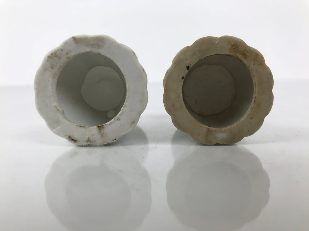 Japanese Buddhist Altar Porcelain Candle Stand 2pcs Shokudai Simple White BA827