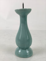 Japanese Buddhist Altar Porcelain Candle Stand Vtg Shokudai Celadon Blue BA534