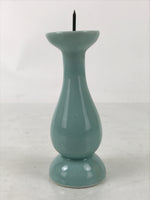Japanese Buddhist Altar Porcelain Candle Stand Vtg Shokudai Celadon Blue BA534
