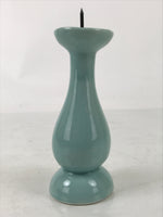 Japanese Buddhist Altar Porcelain Candle Stand Vtg Shokudai Celadon Blue BA534
