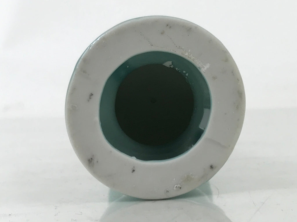 Japanese Buddhist Altar Porcelain Candle Stand Vtg Shokudai Celadon Blue BA534