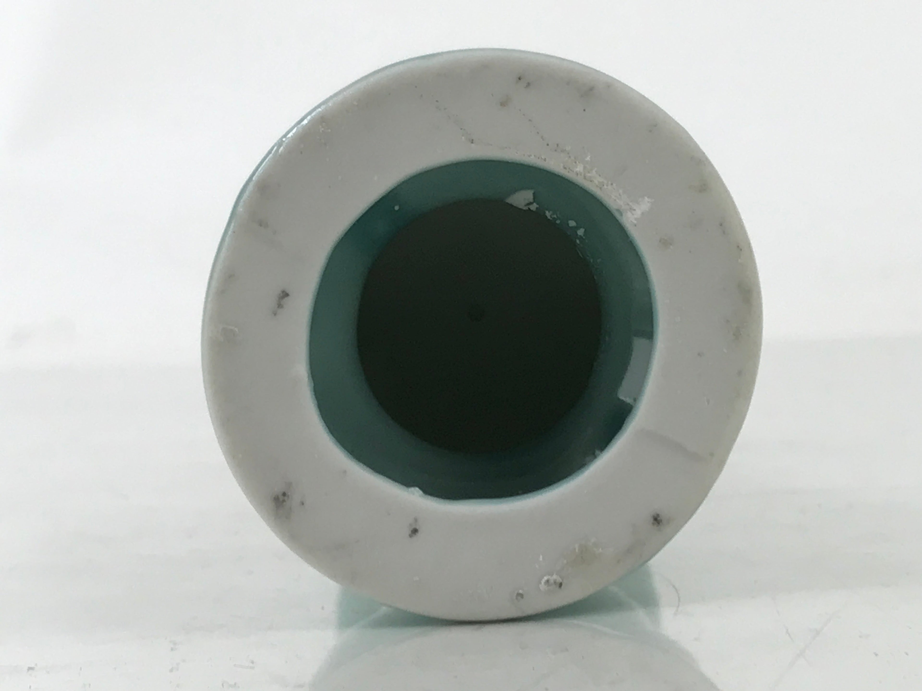 Japanese Buddhist Altar Porcelain Candle Stand Vtg Shokudai Celadon Blue BA534