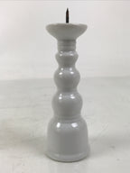 Japanese Buddhist Altar Porcelain Candle Stand Vtg Shokudai Simple White BA657