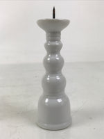 Japanese Buddhist Altar Porcelain Candle Stand Vtg Shokudai Simple White BA657