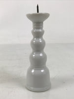 Japanese Buddhist Altar Porcelain Candle Stand Vtg Shokudai Simple White BA657