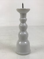 Japanese Buddhist Altar Porcelain Candle Stand Vtg Shokudai Simple White BA657