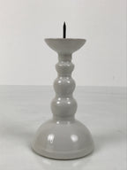 Japanese Buddhist Altar Porcelain Candle Stand Vtg Shokudai Simple White BA792