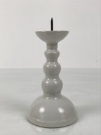 Japanese Buddhist Altar Porcelain Candle Stand Vtg Shokudai Simple White BA792