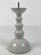 Japanese Buddhist Altar Porcelain Candle Stand Vtg Shokudai Simple White BA792