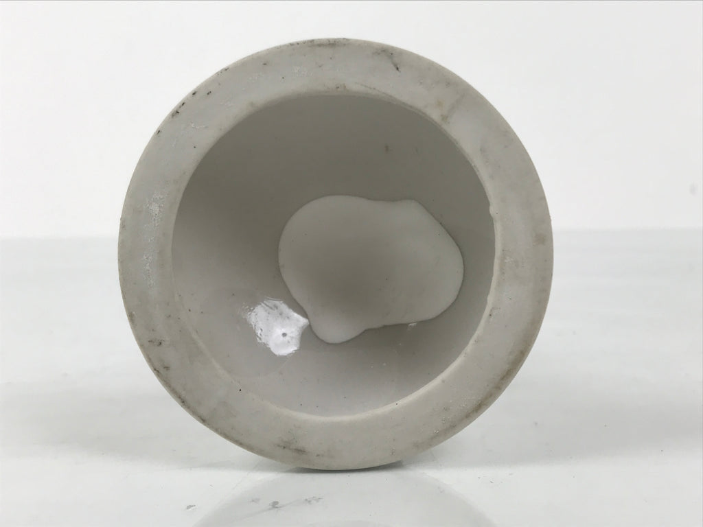 Japanese Buddhist Altar Porcelain Candle Stand Vtg Shokudai Simple White BA792