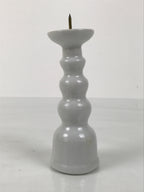 Japanese Buddhist Altar Porcelain Candle Stand Vtg Shokudai Simple White BA793