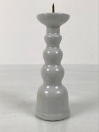 Japanese Buddhist Altar Porcelain Candle Stand Vtg Shokudai Simple White BA793