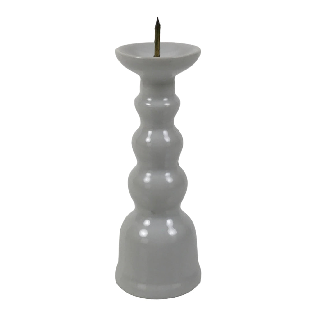 Japanese Buddhist Altar Porcelain Candle Stand Vtg Shokudai Simple White BA793