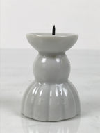 Japanese Buddhist Altar Porcelain Candle Stand Vtg Shokudai Simple White BA794