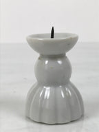 Japanese Buddhist Altar Porcelain Candle Stand Vtg Shokudai Simple White BA794