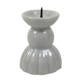 Japanese Buddhist Altar Porcelain Candle Stand Vtg Shokudai Simple White BA794