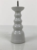 Japanese Buddhist Altar Porcelain Candle Stand Vtg Shokudai Simple White BA801