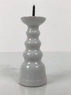 Japanese Buddhist Altar Porcelain Candle Stand Vtg Shokudai Simple White BA801