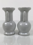 Japanese Buddhist Altar Porcelain Flower Vase Vtg Hanatate 2pcs White BA802