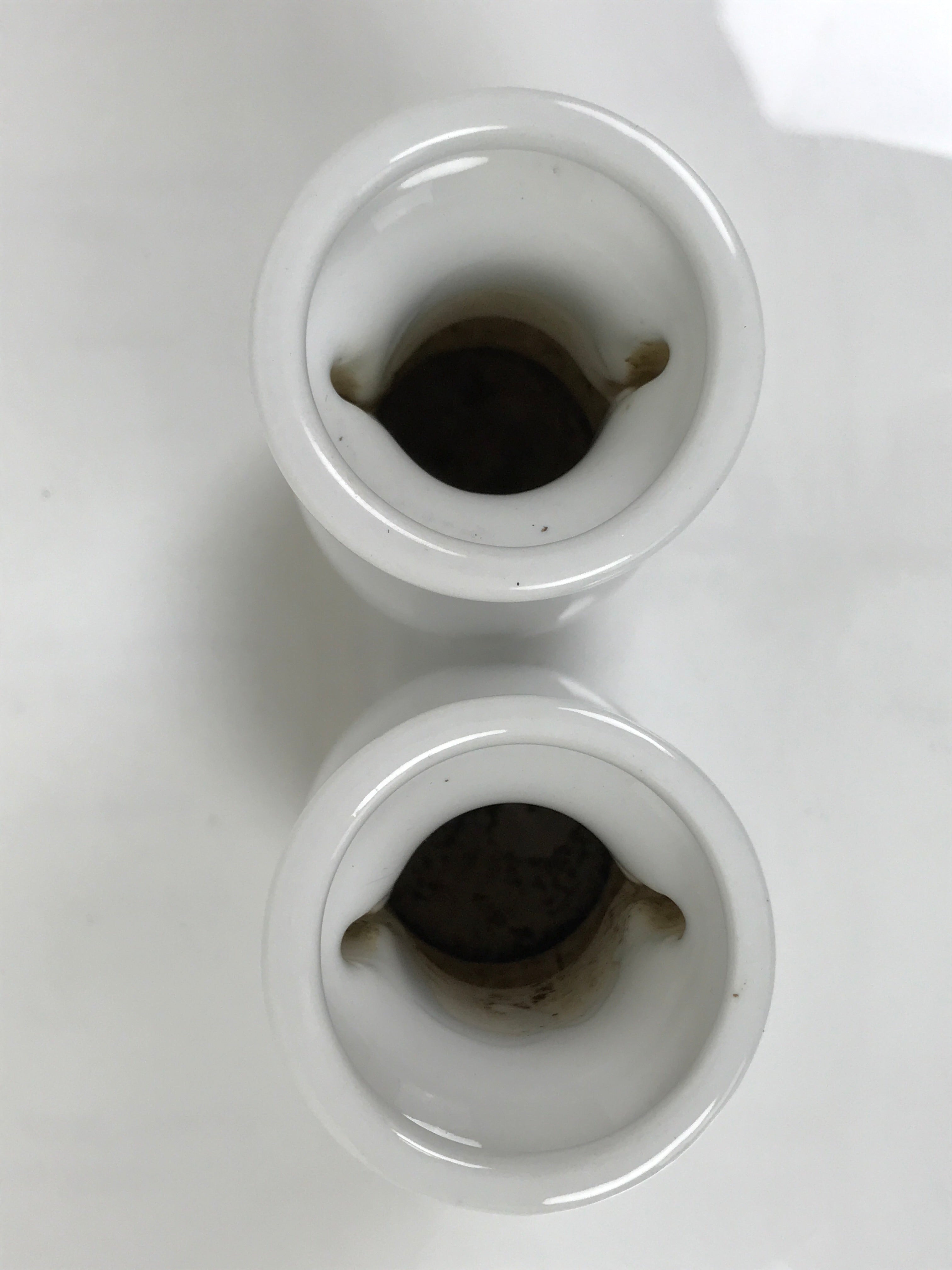 Japanese Buddhist Altar Porcelain Flower Vase Vtg Hanatate 2pcs White BA802