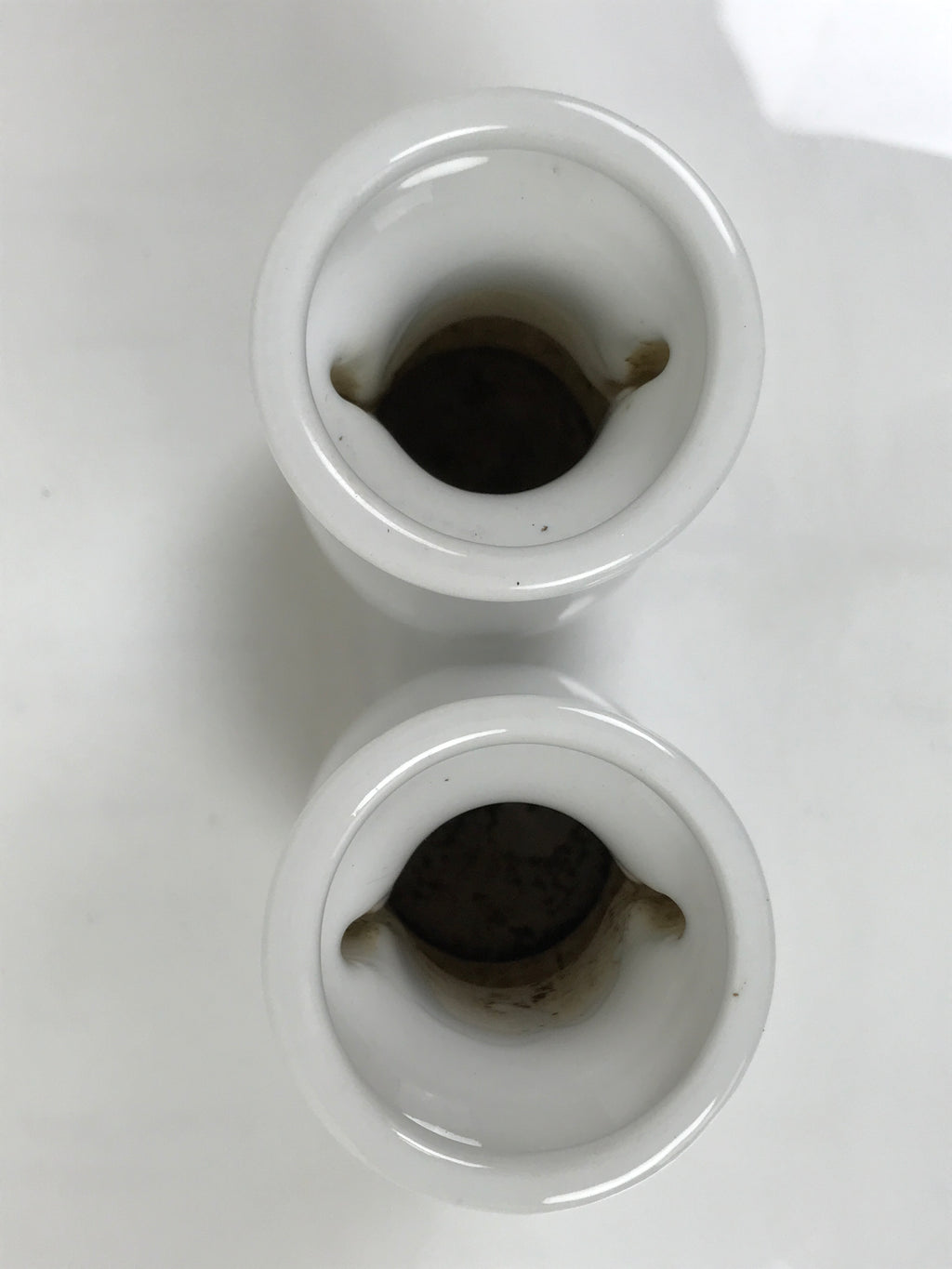 Japanese Buddhist Altar Porcelain Flower Vase Vtg Hanatate 2pcs White BA802