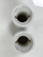 Japanese Buddhist Altar Porcelain Flower Vase Vtg Hanatate 2pcs White BA802