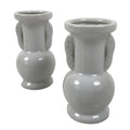 Japanese Buddhist Altar Porcelain Flower Vase Vtg Hanatate 2pcs White BA802
