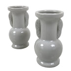 Japanese Buddhist Altar Porcelain Flower Vase Vtg Hanatate 2pcs White BA802