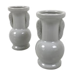 Japanese Buddhist Altar Porcelain Flower Vase Vtg Hanatate 2pcs White BA802