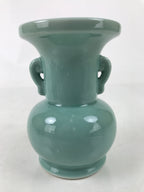 Japanese Buddhist Altar Porcelain Flower Vase Vtg Hanatate Celadon Blue BA537
