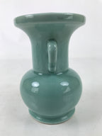 Japanese Buddhist Altar Porcelain Flower Vase Vtg Hanatate Celadon Blue BA537