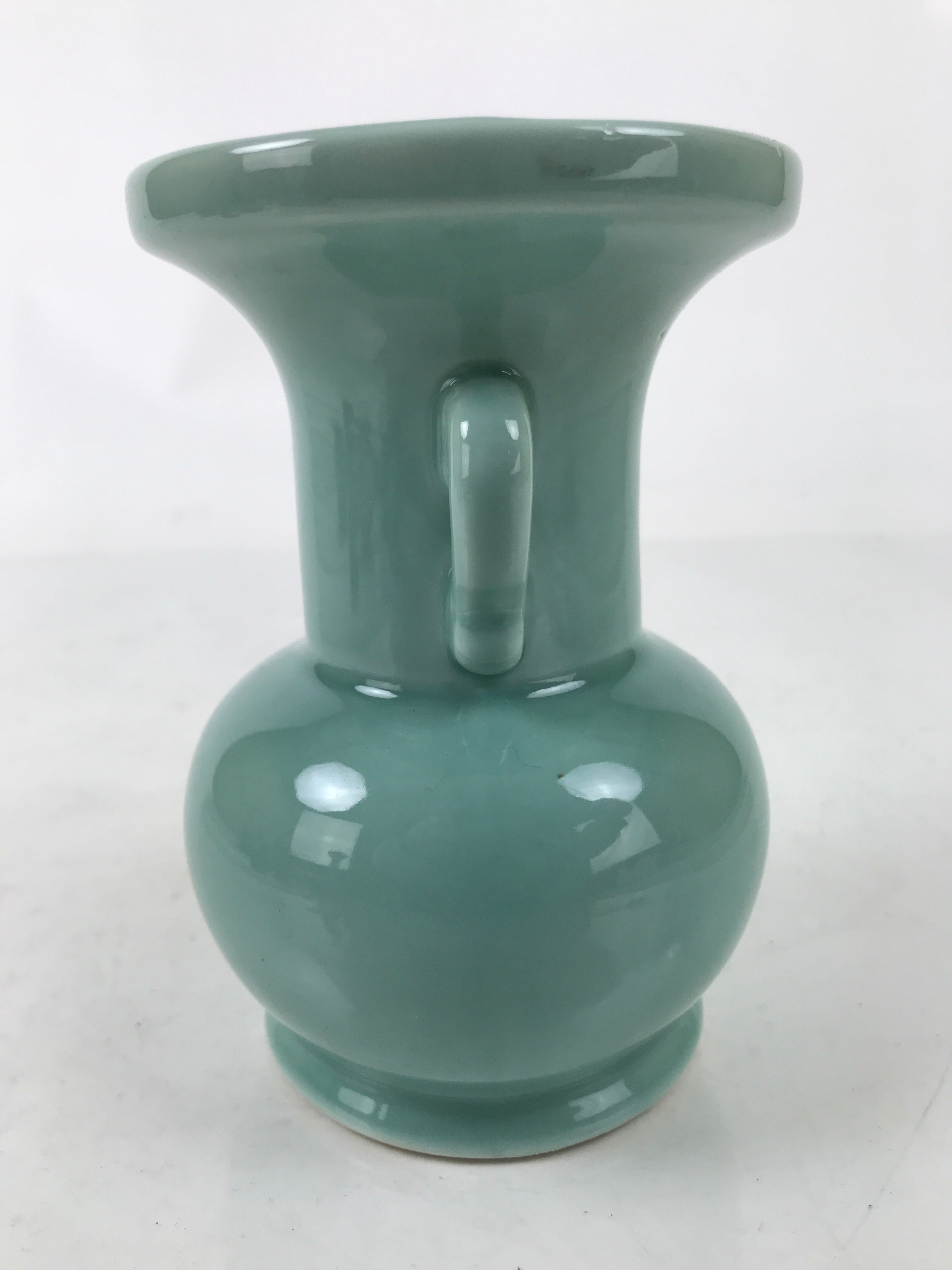 Japanese Buddhist Altar Porcelain Flower Vase Vtg Hanatate Celadon Blue BA537