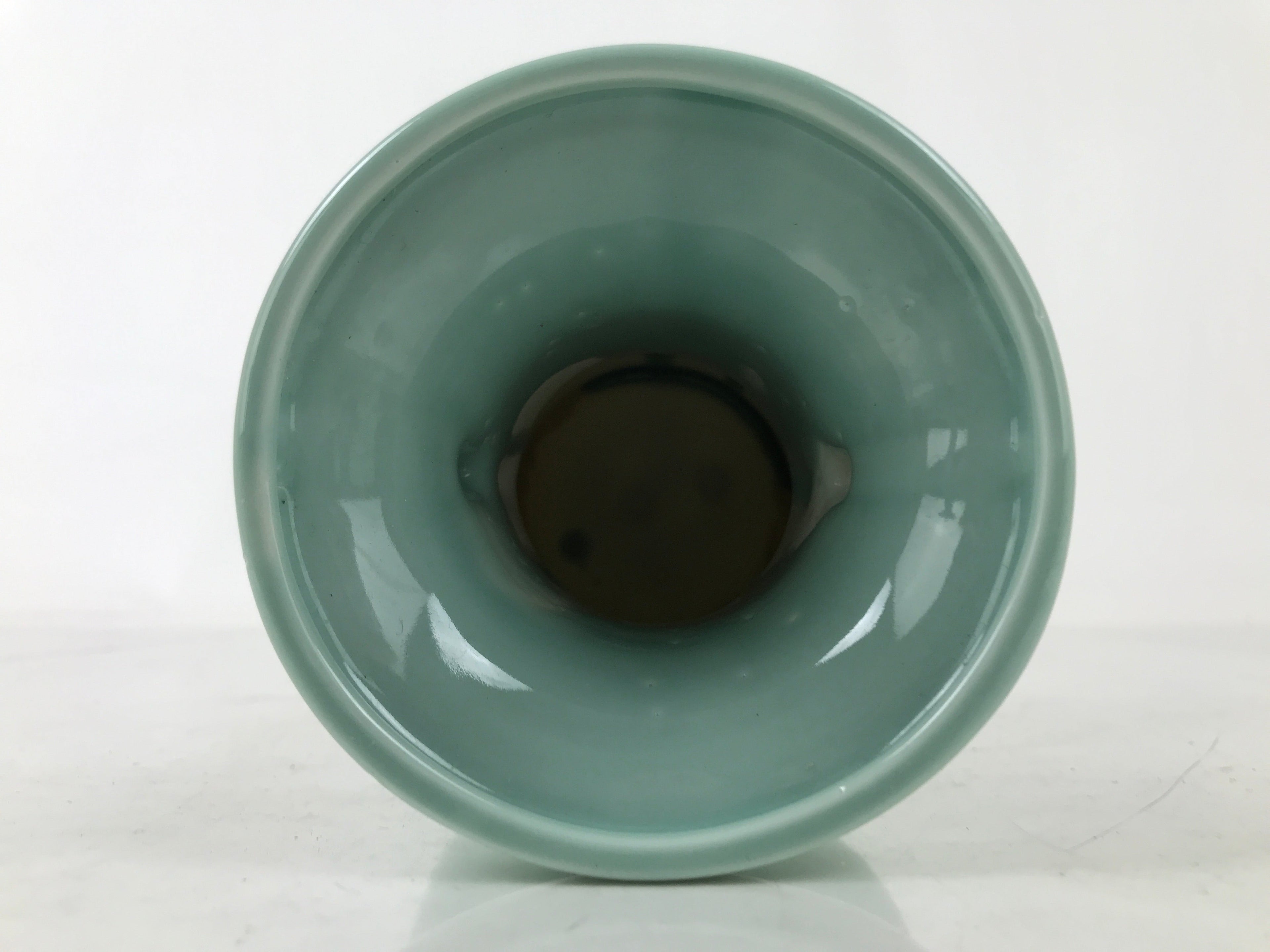Japanese Buddhist Altar Porcelain Flower Vase Vtg Hanatate Celadon Blue BA537