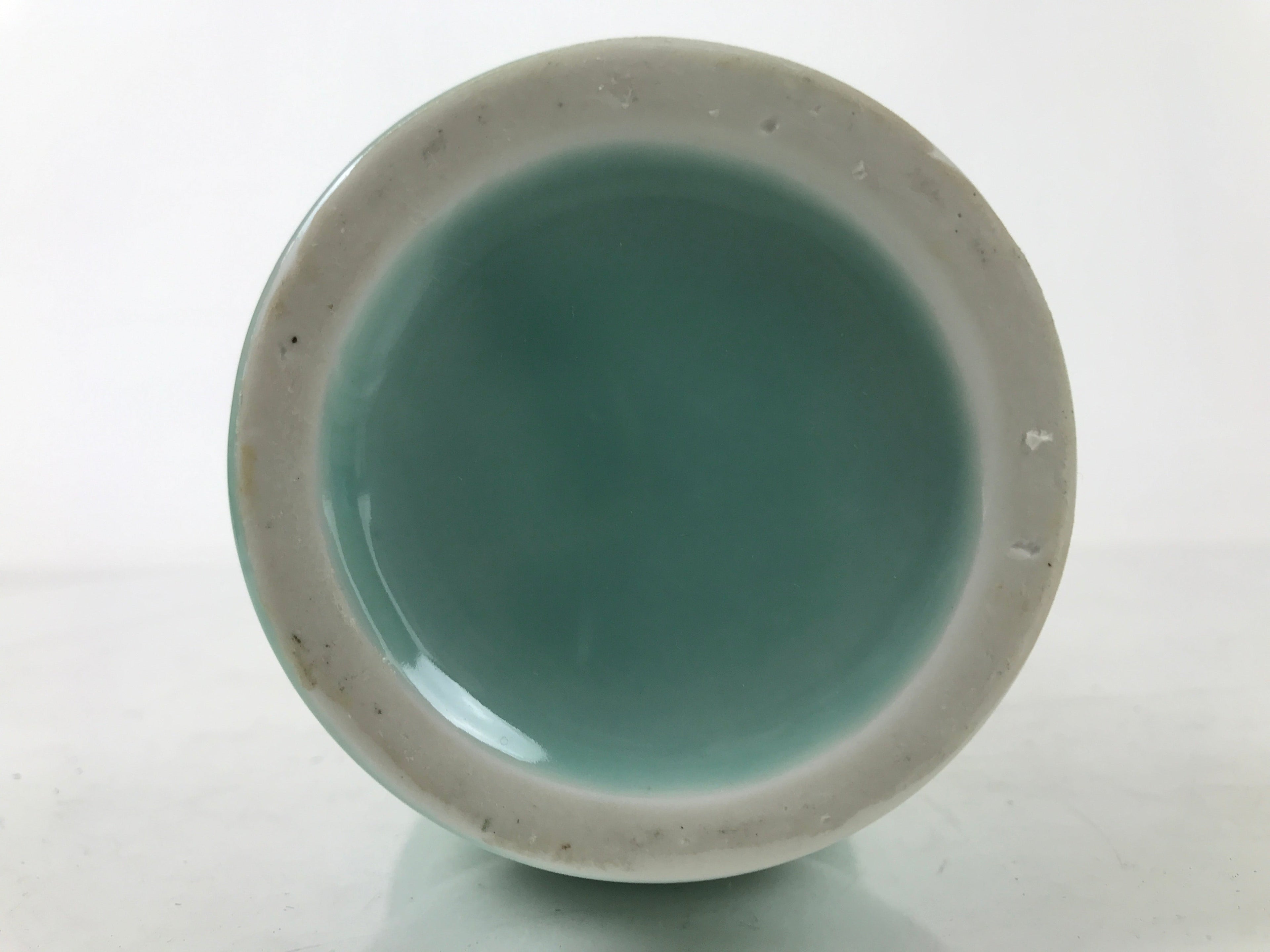 Japanese Buddhist Altar Porcelain Flower Vase Vtg Hanatate Celadon Blue BA537