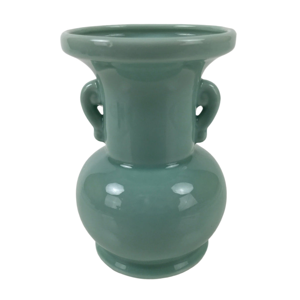 Japanese Buddhist Altar Porcelain Flower Vase Vtg Hanatate Celadon Blue BA537