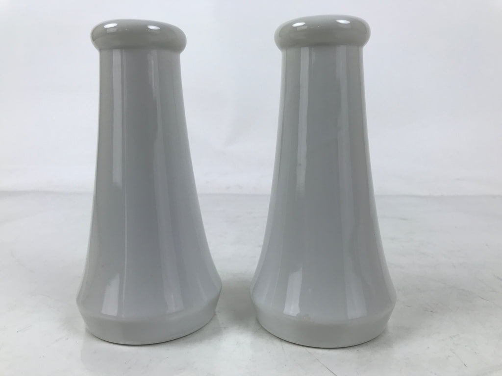 Japanese Buddhist Altar Porcelain Flower Vase Vtg Hanatate Kabin 2pc White BA723