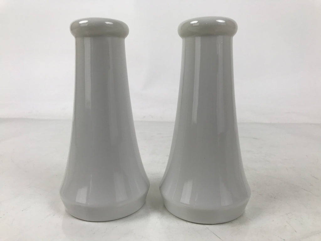 Japanese Buddhist Altar Porcelain Flower Vase Vtg Hanatate Kabin 2pc White BA723