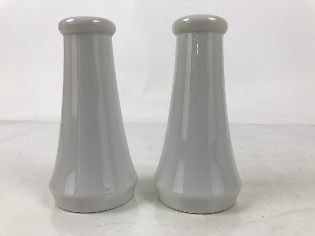 Japanese Buddhist Altar Porcelain Flower Vase Vtg Hanatate Kabin 2pc White BA723