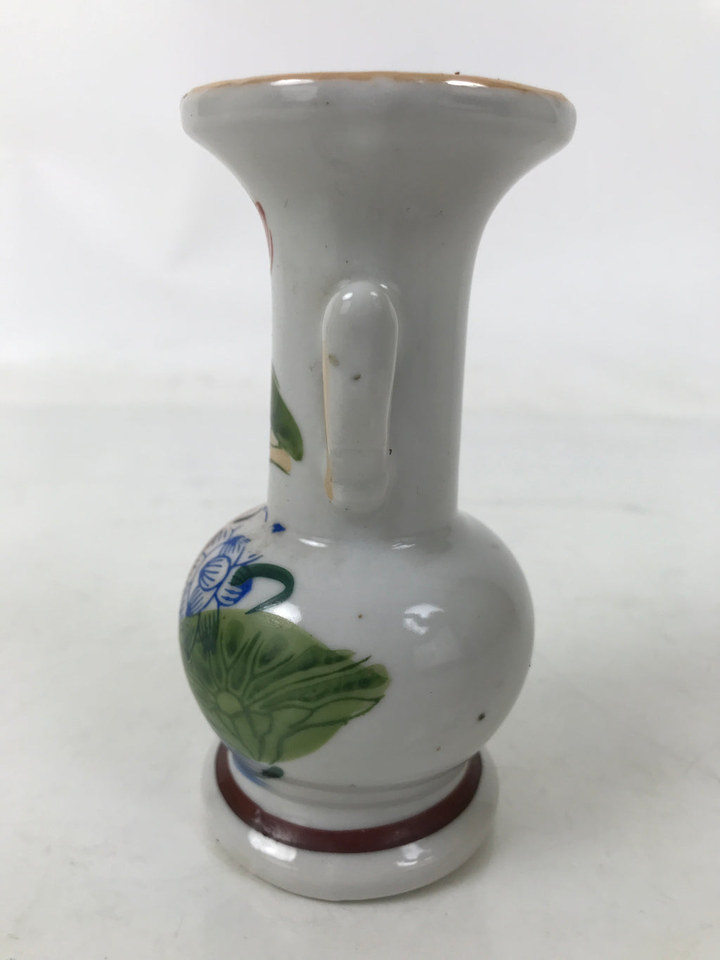 Japanese Buddhist Altar Porcelain Flower Vase Vtg Hanatate Painted Lotus BA718