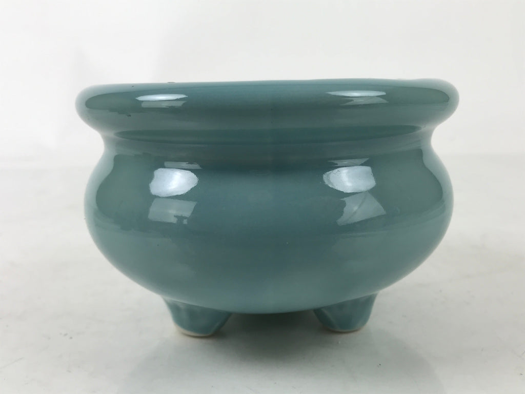 Japanese Buddhist Altar Porcelain Incense Burner Koro Vtg Celadon Blue BA532