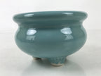 Japanese Buddhist Altar Porcelain Incense Burner Koro Vtg Celadon Blue BA532